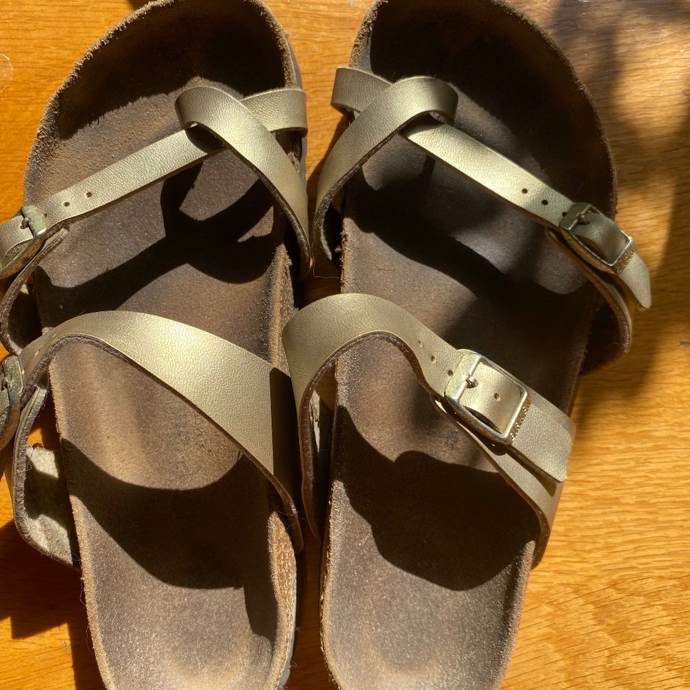 Birkenstock Gold Vegan Leather Mayari Sandals